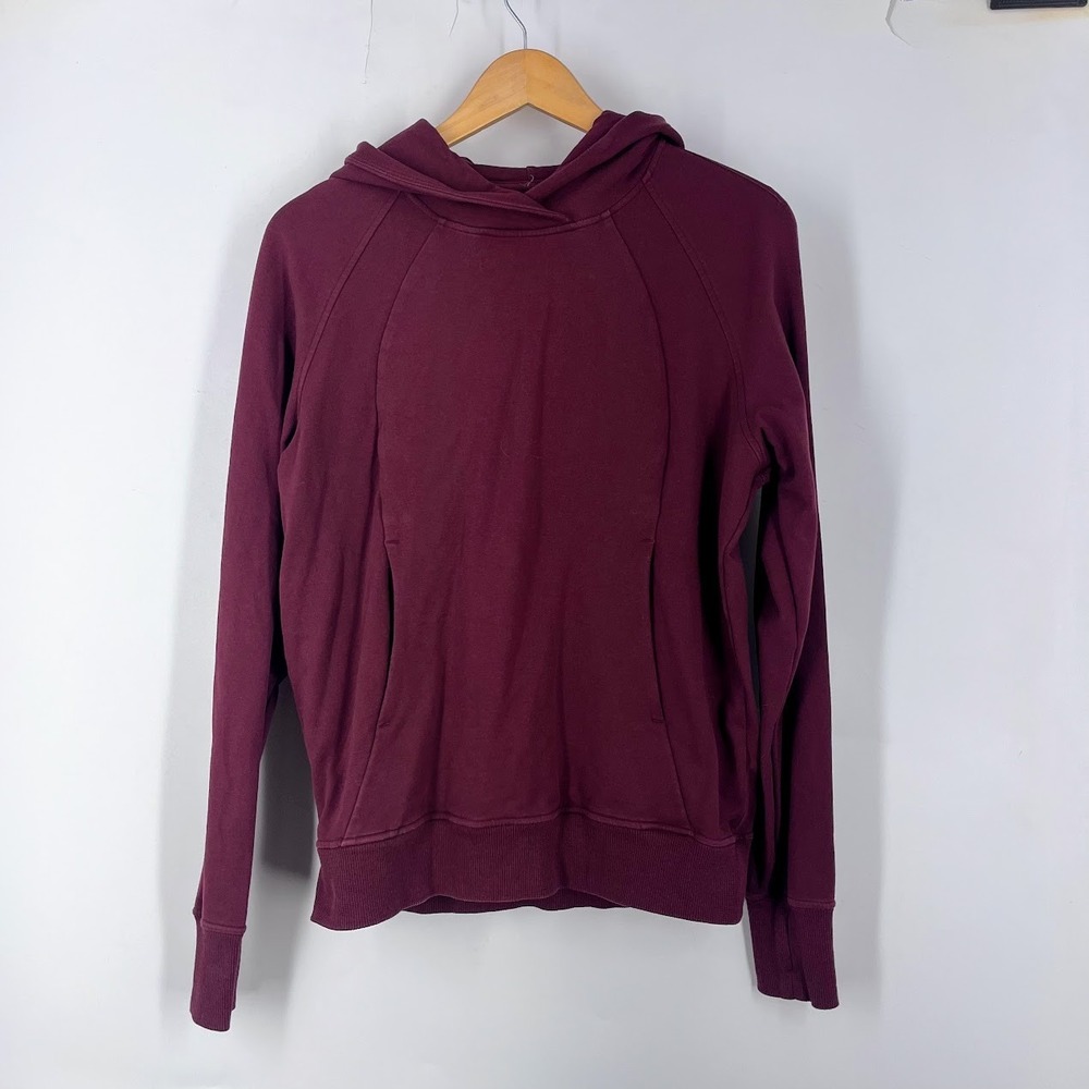 Lululemon Scuba Pullover Hoodie Dark Red Burgundy Cotton Blend Size 6 LW3BRRS